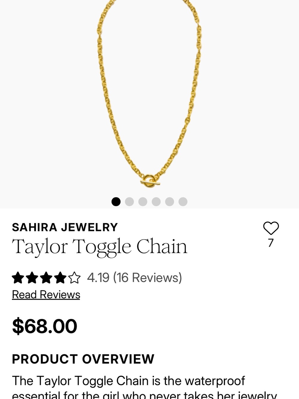 Sahira Jewelry Taylor Toggle Chain Necklace - Gold